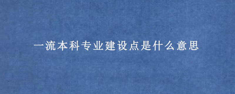 一流本科专业建设点是什么意思