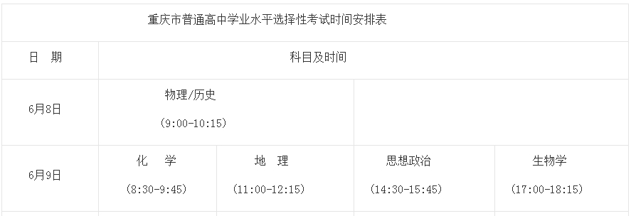 2022年重庆高考时间安排,重庆高考时间2022具体时间表